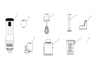Exploded Diagram A Diagram and Parts List for BCKM1014K01 Type 1 Black and Decker Blender